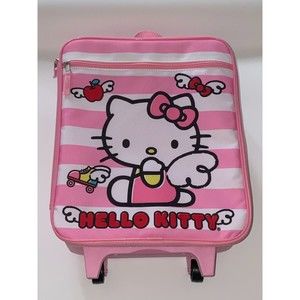 Hello Kitty Pink & White Kids Rolling Suitcase Travel Luggage